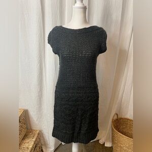 J. Always Size L Women's Bodycon Sweater Dress Gray Cable Knit Short Sleeve